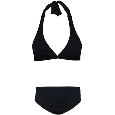 Image de Aquarti Set Bustier Slip de Bikini Maillots Bain Deux Pièces Filles Pièces, À Nouer Jacquard à Pois Noir, 158