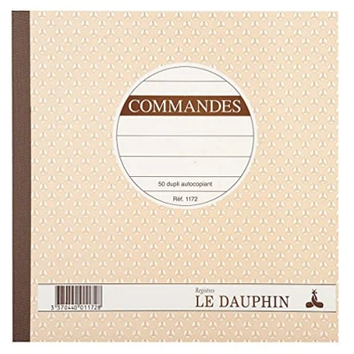 Image de Le Dauphin Réf. 1172D Lot de 5 manifolds COMMANDES papier autocopiant duplicata (1 original et 1 copie) 50 feuilles format 21 x cm couverture vernie