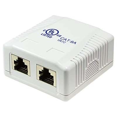 Image de odedo Prise réseau Cat. 6A 10 Gigabits 500 MHz RJ 45 Entièrement blindée pour Blanc Pur RAL9010, Également Poe Power Over Ethernet LAN