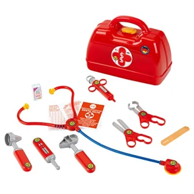 Image de Klein 4457 Mallette docteur trapézoïdale avec stéthoscope, thermomètre, seringue, etc. D’une grande robustesse et une poignée ergonomique Dimensions : 24 cm x 11 19 Dès 3 ans