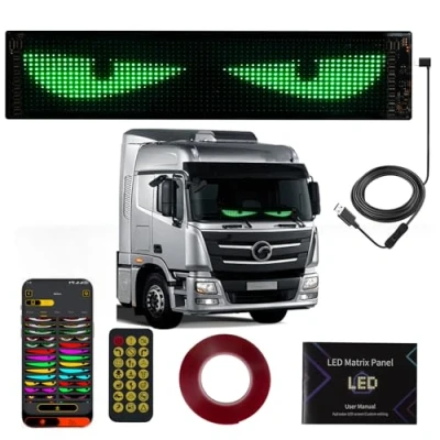 Image de Looklight Yeux de Voiture LED, pour Voiture, Affichage LED programmable, Panneau néon personnalisé, éclairage intérieur Bluetooth USB Camion, Texte, Graffiti, Application Intelligente