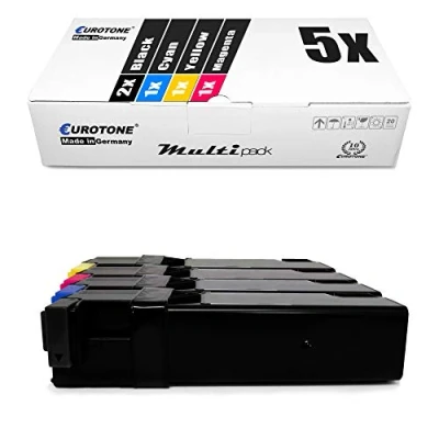 Image de 5X Eurotone Toner pour Xerox Phaser 6500 DN N remplace Noir Set Bleu Red Jaune