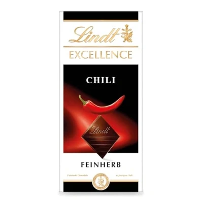 Image de Lindt EXCELLENCE Chili Chocolat fin à herbe fine 100 g de table l&#039;extrait piment Saveur cacao intense noir
