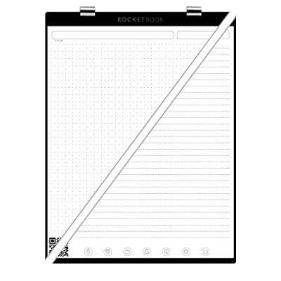 Image de ROCKETBOOK Orbit Lot de pages à lettres Carnet notes intelligent réutilisable Grille points et ligné, blanc