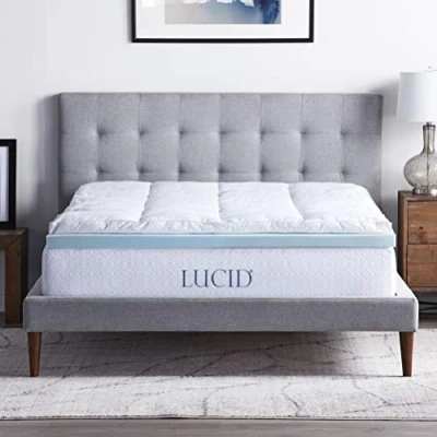 Image de LUCID Surmatelas Mat en Mousse à mémoire de Forme et Gel 4 Pouces Trois décorations Un Queen