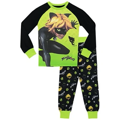 Image de Miraculous Ladybug Ensemble De Pyjamas Cat Noir Garçon Bien Ajusté Multicolore 6 7 Ans