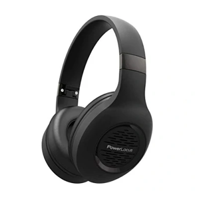 Image de PowerLocus Casque Bluetooth sans Fil, Audio avec Microphone Intégré, Basses fréquences Stéréo Hi FI, Confortable Cache Oreilles pour Les Cours en Ligne, Téléphones Portables, Tablettes, PC,TV