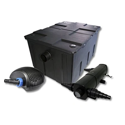 Image de SunSun Kit Complet: CBF 550 Filtre de Bassin jusqu&#039;à 60000 L Biologique, CTF 6000 SuperECO Pompe Filtration 6000l/h 40W, CUV 224 Lampe UV UVC Clarificateur avec 24W