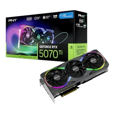 Image de PNY Carte Graphique GEFORCE RTX™ 5070 Ti 16Go ARGB Overclocked Triple Fan Plus DLSS 4