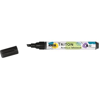 Image de Kreul 17809 Triton Acrylic Marker edge, noir, pointe biseautée, épaisseur de trait env. 1 à 4 mm, base d&#039;eau, marqueur acrylique pour décorer le papier, bois, la pierre et bien plus encore