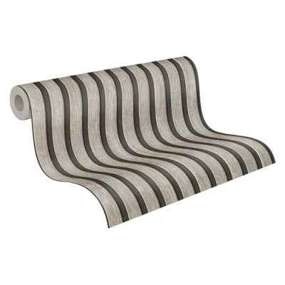 Image de A.S. Création PintWalls II papier peint intissé à motif de lambris 0,53 x 10,05 m gris, noir imitation bois Made in Germany 391092