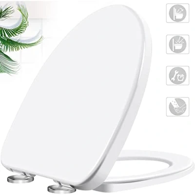 Image de Abattant WC Allongé, Robuste pour Norme Américaine, à Fermeture Amortie avec UF Premium, Durable Ne Desserre Jamais Facile Installer, Blanc (W 37Cm L 43 49Cm) Little