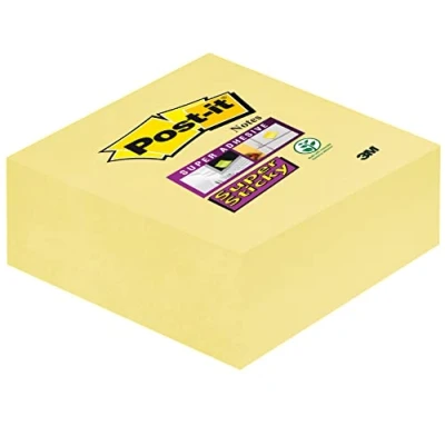 Image de Post it Cube Super Sticky Notes repositionnables 76 x mm Jaune