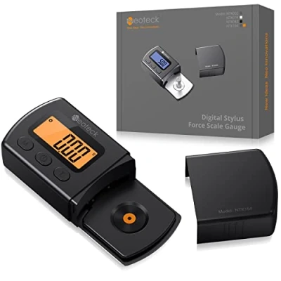 Image de Neoteck Jauge de force stylet numérique pour tourne disque 0,01 g/5,00 g avec rétroéclairage LCD bleu cartouche phono Tonearm Noir jais