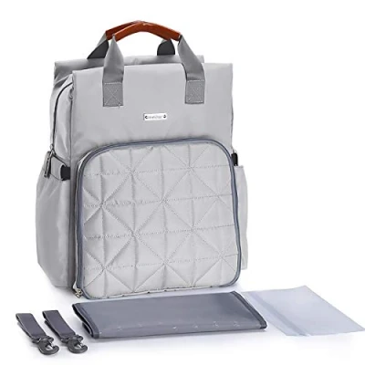 Image de SONARIN Multifonction Imperméable Sac à Dos Langer pour Bébé,matelas langer,Sac Couches,Sac antichoc ordinateur, Sacs isothermes bouteilles,Grande Capacité, Lavable en Machine(Gris)
