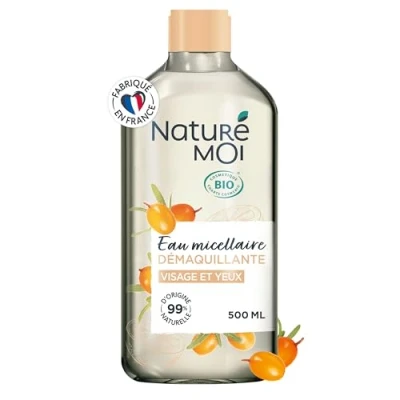 Image de Naturé Moi Eau micellaire Démaquillant et Nettoyant Visage Yeux Toutes Traces de Maquillage Au jus d&#039;Argousier Bio 99% d&#039;Origine Naturelle 500 ml Fabriqué en France