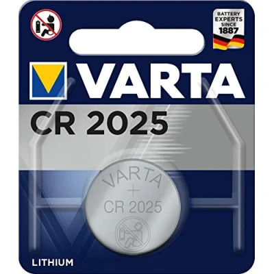 Image de Varta CR2025 Lithium 3 V Non Rechargeable Batterie Rechargeable, Button/Coin, V, Batteries au (CR2025, Silver, 20 mm)