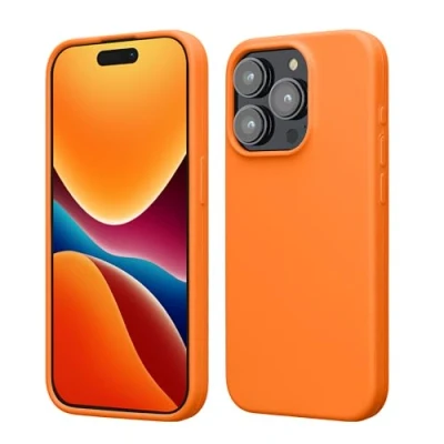 Image de kwmobile Coque pour iPhone 15 Pro Max Housse de téléphone Fine en Silicone avec Surface Douce et Anti Choc Orange fruitée