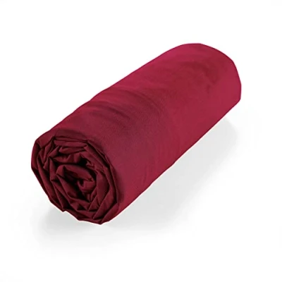 Image de douceur d&#039;intérieur, Drap Housse (90 x 190 cm) Biolina Bordeaux, 100% Coton Bio