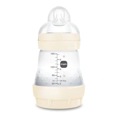 Image de MAM Easy Start A119 Biberon anti colique breveté avec tétine 1 en silicone SkinsoftTM ultra doux, pour bébé à partir de 0 mois, 160 ml, neutre, auto stérilisable 3 minutes