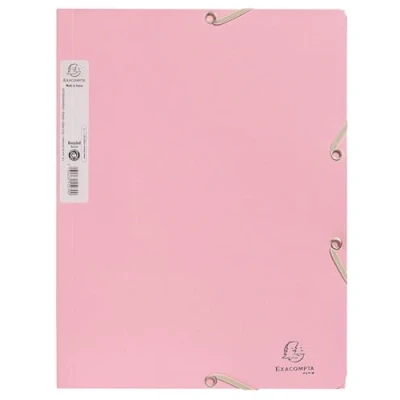 Image de Exacompta Réf. 55234E Carton de 25 chemises à élastiques Autentik pochettes 3 rabats en carte recyclée 400g/m2 dimensions 24 x 32 cm pour documents au format A4 rose candy