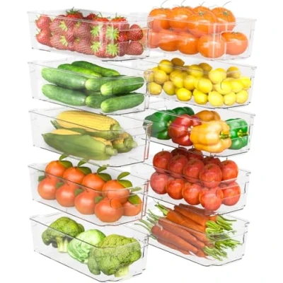 Image de KICHLY Bacs de Rangement Garde Manger Lot 10 Mettre l&#039;ordre dans Placard Cuisine, Salle Bain, Les Comptoirs Bureau avec Multi usages Boite sans BPA (Clair)