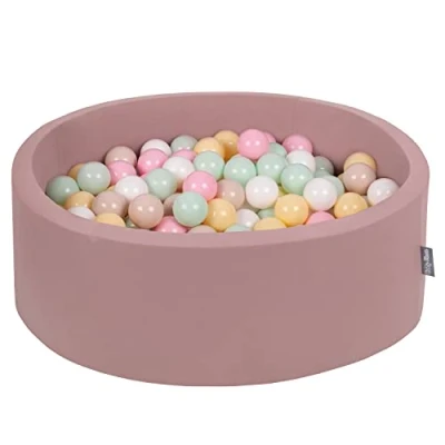 Image de KiddyMoon Piscine À Balles pour Bébé Rond 90X30cm/300 7Cm Fosses Boules Jouet Enfant, Béruée: Beige Pastel/Jaune Pastel/Blanc/Menthe/Rose Poudre