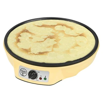 Image de Bestron Crêpière electrique, machine a crepe pour crêpes de Ø 30 cm, incluant un répartiteur pâte et une spatule à crêpes, avec revêtement antiadhésif, 1000 watts, couleur: Jaune