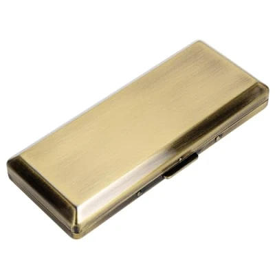 Image de Étui à cigarettes en métal élégant, tendance et minimaliste Peut contenir 10 de 100 mm Parfait pour les femmes Design léger durable (10 pièces, mm, bronze)