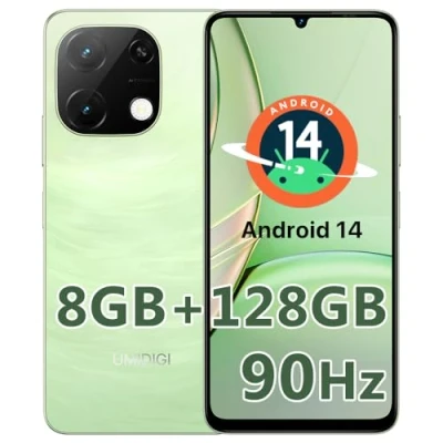 Image de UMIDIGI G9T Téléphone Portable,Smartphone Android 14,8Go+128Go/TF 1To,Smartphone 6,75 Pouces 90Hz,8MP+5MP,Batterie 5000mAh,4G Dual Sim Smartphone,Fingerprint/Face ID,2.4G/5G WiFi GPS/OTG 2024 Vert