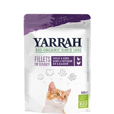 Image de Yarrah Filets de poche bio pour chat avec dinde en sauce (2 x 85 g)