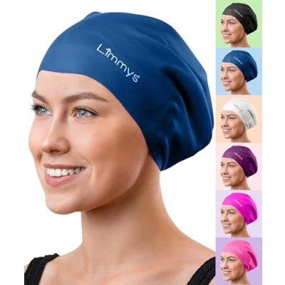 Image de Limmys Bonnet de Bain Cheveux Long Adulte 100% Silicone Qualité Supérieure, Extensible Confortable Disponible en Plusieurs Couleurs (Large)