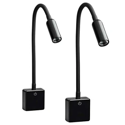 Image de SEBSON® 2x Lampe de Lecture Murale LED Noir, Veilleuse Prise Dimmable, Liseuse Flexible, 4W Blanc Neutre 4000K, Applique Nuit