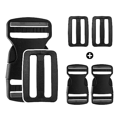 Image de DOJA Barcelona Boucle Sac à Dos 32mm Pack 2 Clip+2 Double Entrée Largeur Interieure Fermoir Plastique Attache pour Sangle Couture, Rapide a
