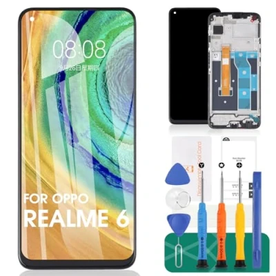 Image de Pour OPPO Realme 6 Écran LCD 2020 de remplacement RMX2001 Kit réparation du numériseur tactile (Noir, avec cadre)