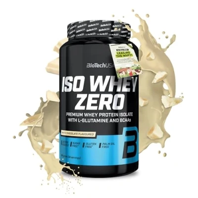 Image de BioTechUSA Iso Whey Zero Premium Protein Isolate Grass Fed Enzyme Free Sugar and Gluten free, 908 g, Chocolat Blanc