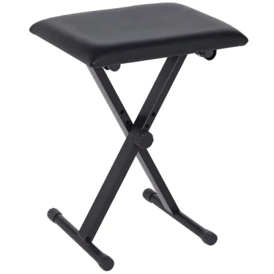 Image de HOMCOM Tabouret Banquette réglable Pliable pour Piano et Clavier Acier revêtement synthétique Noir