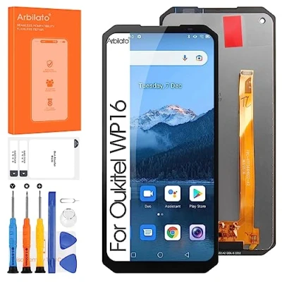 Image de Arbilato pour Oukitel WP16 LCD Écran Remplacement Tactile Display Numériseur Panneau Verre Capteurs Full Assemblée Kit de Réparation (Noir)