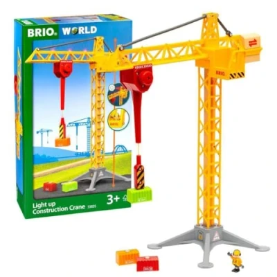 Image de Brio World 33835 Grande Grue Lumineuse Accessoire pour circuit de train en bois Piles incluses Jouet garçons et filles à partir 3 ans