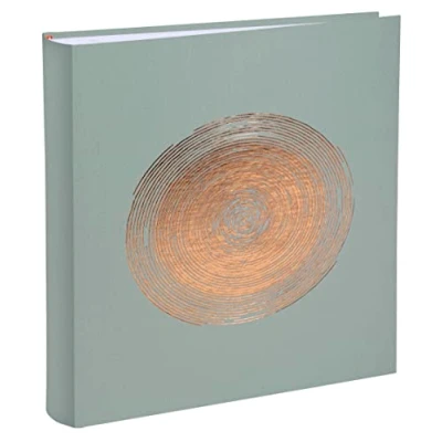 Image de Exacompta Réf. 16263E Album photos livre ELLIPSE 300 60 pages blanches format 29 x 32 cm couverture en simili cuir vert avec un marquage or rosé forme d&#039;ellipse