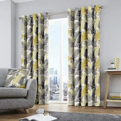 Image de Fusion Home Furnishings Tropical Housse de Coussin Jaune Ocre 43 x cm, Ocre, Curtains: 46&quot; Width 72&quot; Drop (117 183cm)