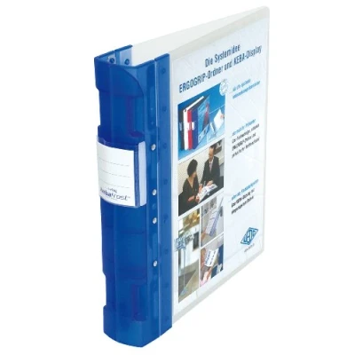 Image de Wedo 05828003 Classeur en plastique Ergogrip Ice avec mécanisme à 4 anneaux, Bleu/transparent, Format A4, 55 mm d&#039;épaisseur