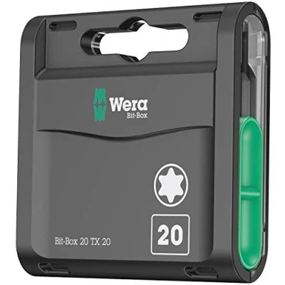 Image de Wera 05057770001 Bit Box 20 TX 20, Embouts TORX®, x 25 mm, Set de pièces, Noir
