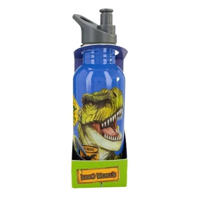Image de Depesche 12900 Dino World Danger Bleu avec Motif Trex, Gourde de Sport Bouchon Anti Fuite, contenance env. 600 ML, Multicolor, Taille Unique