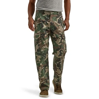 Image de Wrangler Authentics Pantalon Cargo Extensible à Coupe décontractée, Camouflage Vert Marron, 36W x 29L Homme