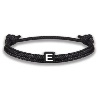 Image de GD GOOD.designs EST. 2015 Bracelet corde avec lettres d&#039;amitié noir ajustable de 14cm à 24cm Initial E