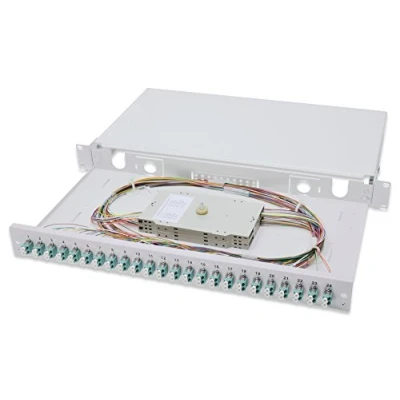 Image de DIGITUS Boîte d&#039;épissure fibre optique 24 coupleurs LC OM3 1U 19 pouces Multi Mode Duplex Avec cassette Montage en rack