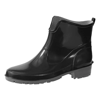 Image de Ladeheid Bottes en Caoutchouc pour Femmes Courtes Bottines Imperméables de Pluie Élégantes et Confortables LA 930 (Noir, 40 EU)