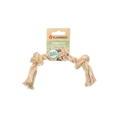 Image de Flamingo Jouet pour Chiot Chanvre Luro os noué 2 Noeuds Brun S 22x4x4cm