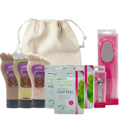 Image de Kit ultime de soins des pieds : essentiels exfoliants avec masque pour les pieds, exfoliant et spa (taille unique, café)